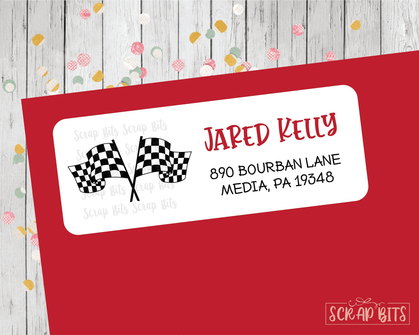 Racing Flags Address Labels . Personalized Return Address Labels - Scrap Bits