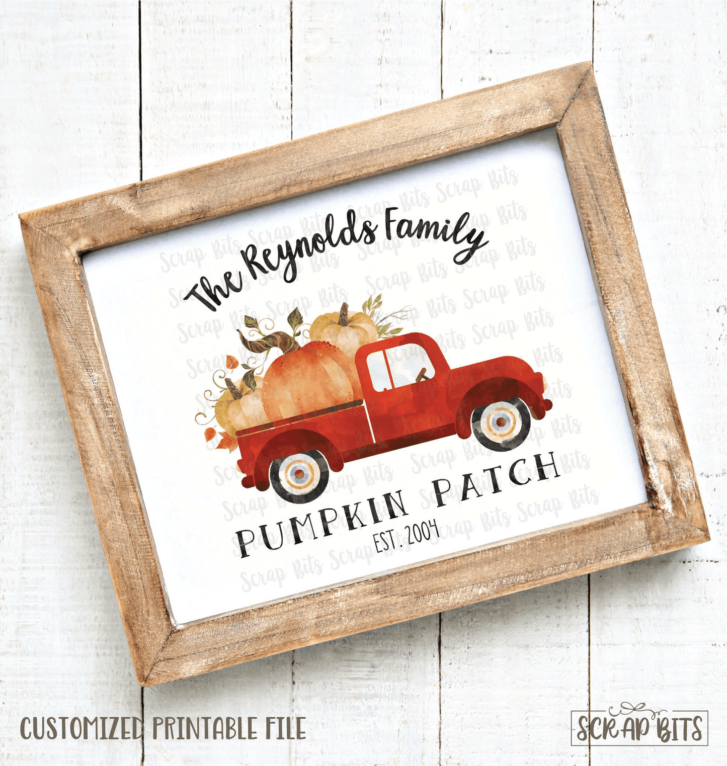 Red Farm Truck Family Print, Pumpkin Patch Print . 5 Digital Print Sizes - Scrap Bits