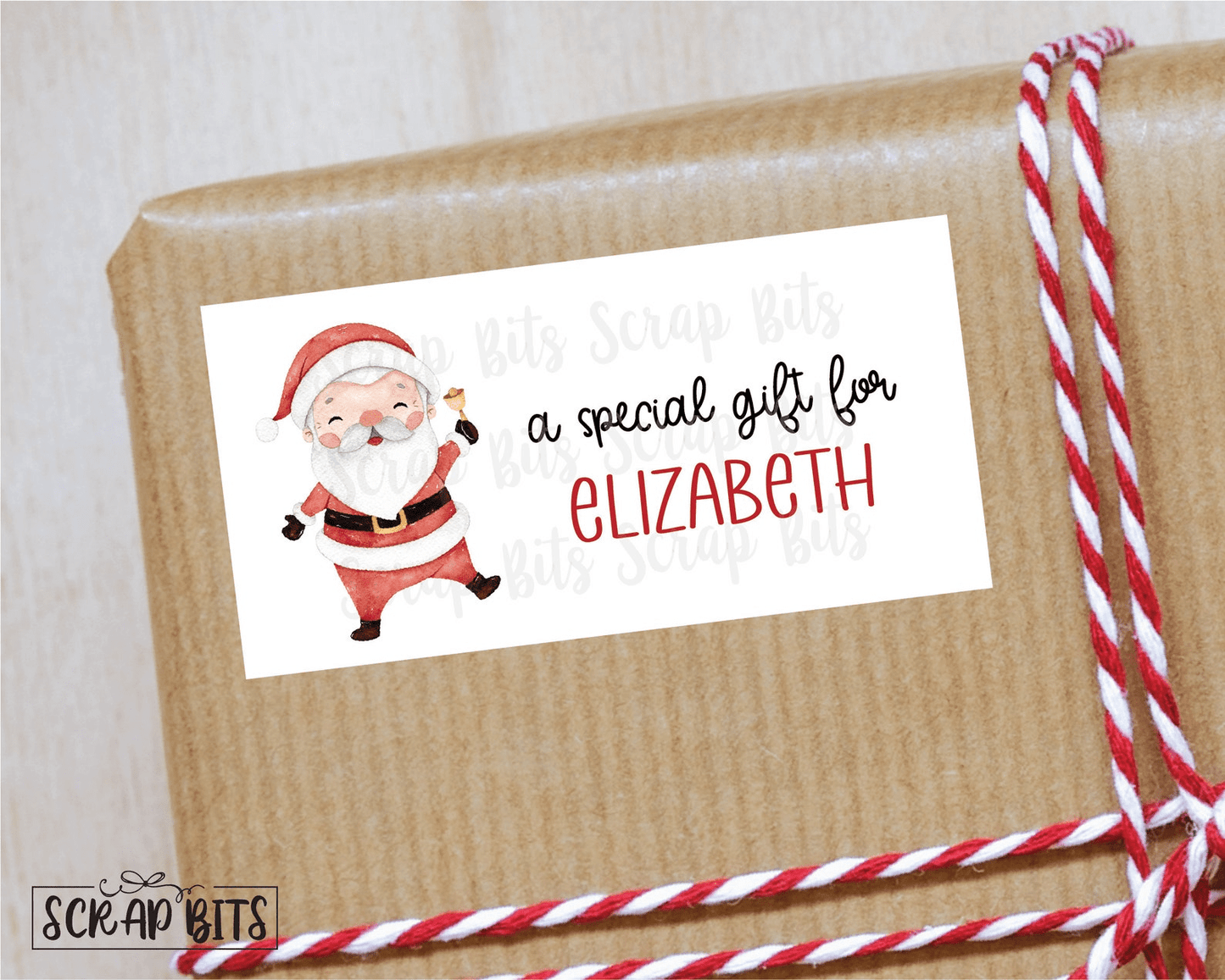 Santa Christmas Stickers. To From Christmas Gift Stickers, A Special Gift . Rectangular Christmas Gift Labels - Scrap Bits