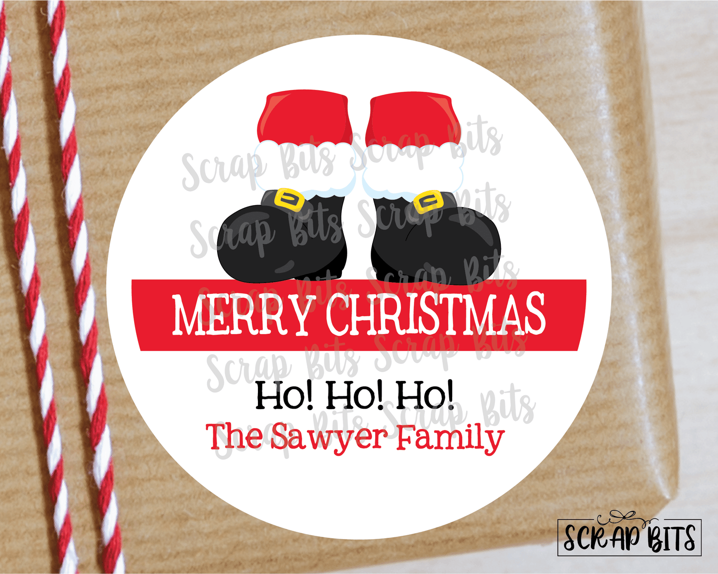 Santa Feet Stickers or Tags . Christmas Gift Labels - Scrap Bits
