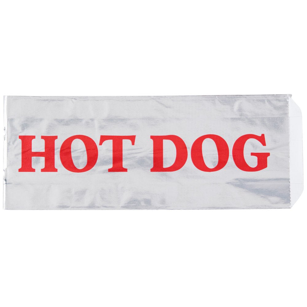 Silver Foil Hot Dog Bags . Concession Stand or Carnival Food Bags . 3 1/2" x 1 1/2" x 9" . Qty 25 - Scrap Bits