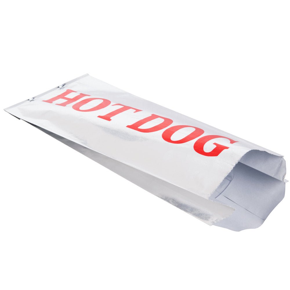 Silver Foil Hot Dog Bags . Concession Stand or Carnival Food Bags . 3 1/2" x 1 1/2" x 9" . Qty 25 - Scrap Bits