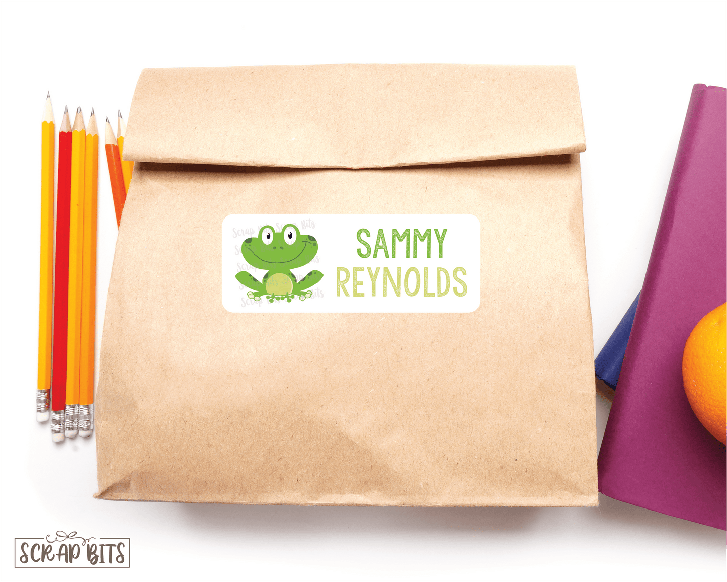 Smiling Frog Name Labels, Belonging Labels - Scrap Bits