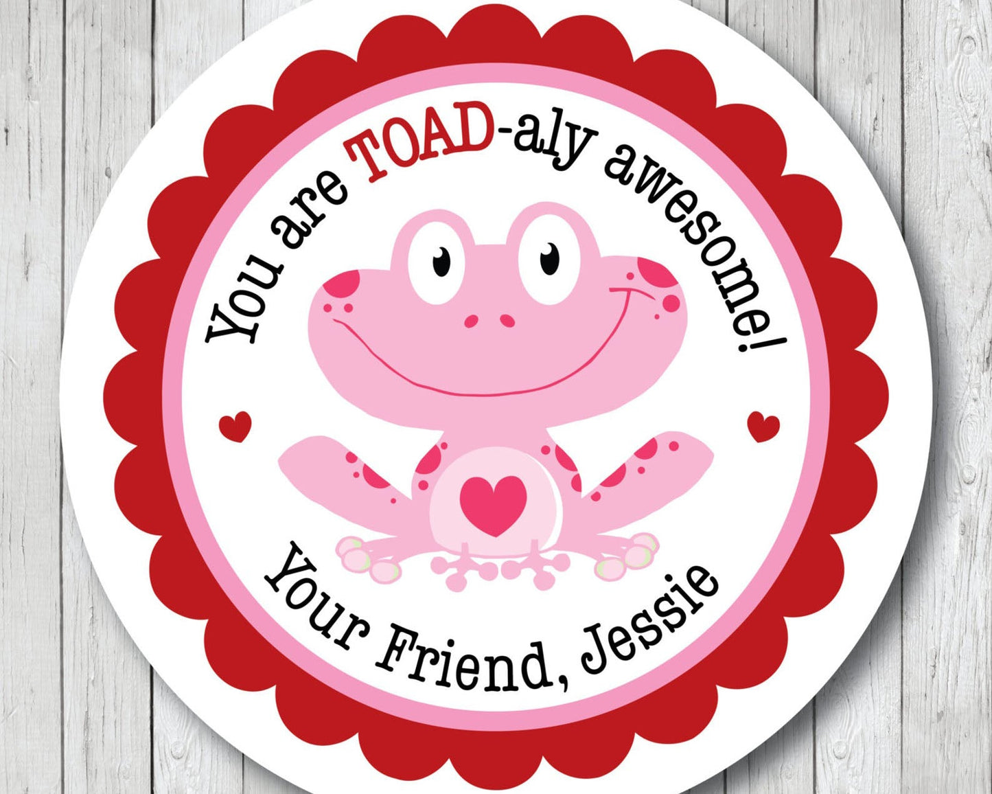 Smiling Frog Valentines . Valentine's Day Stickers or Tags - Scrap Bits