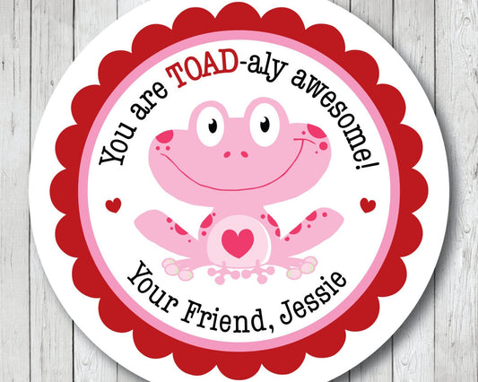 Smiling Frog Valentines . Valentine's Day Stickers or Tags - Scrap Bits