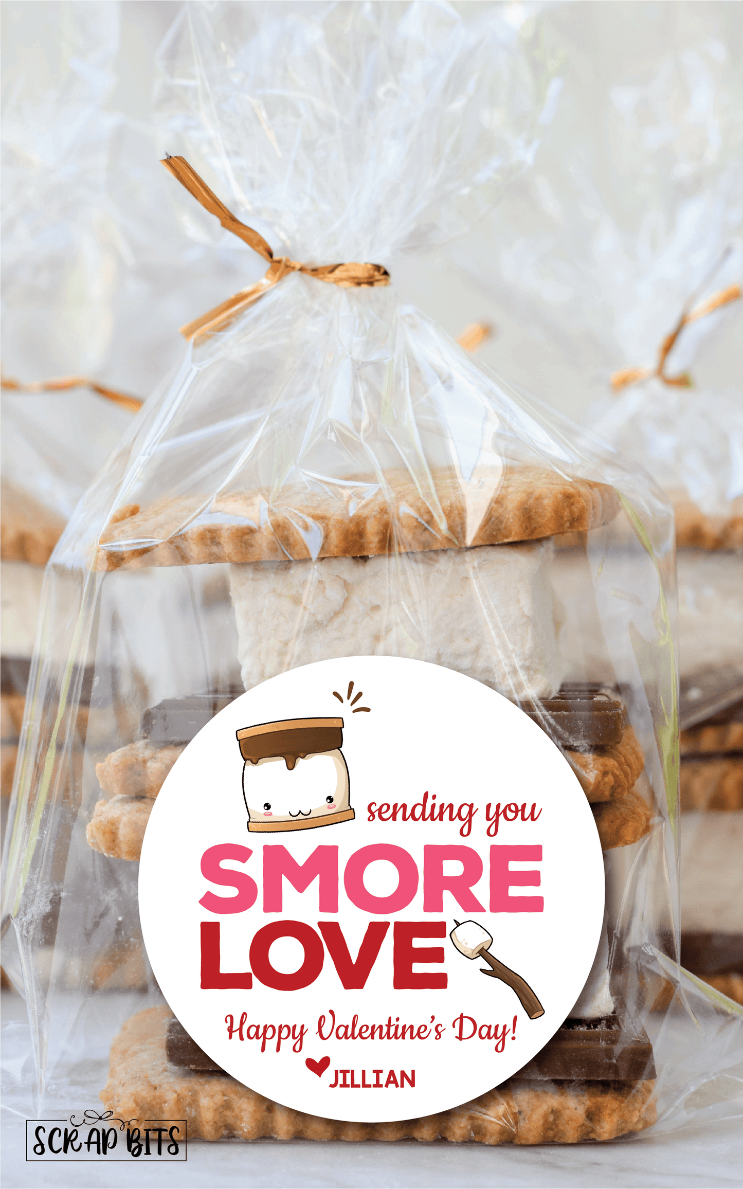 Smore Love Valentines . Valentine's Day Stickers or Tags - Scrap Bits