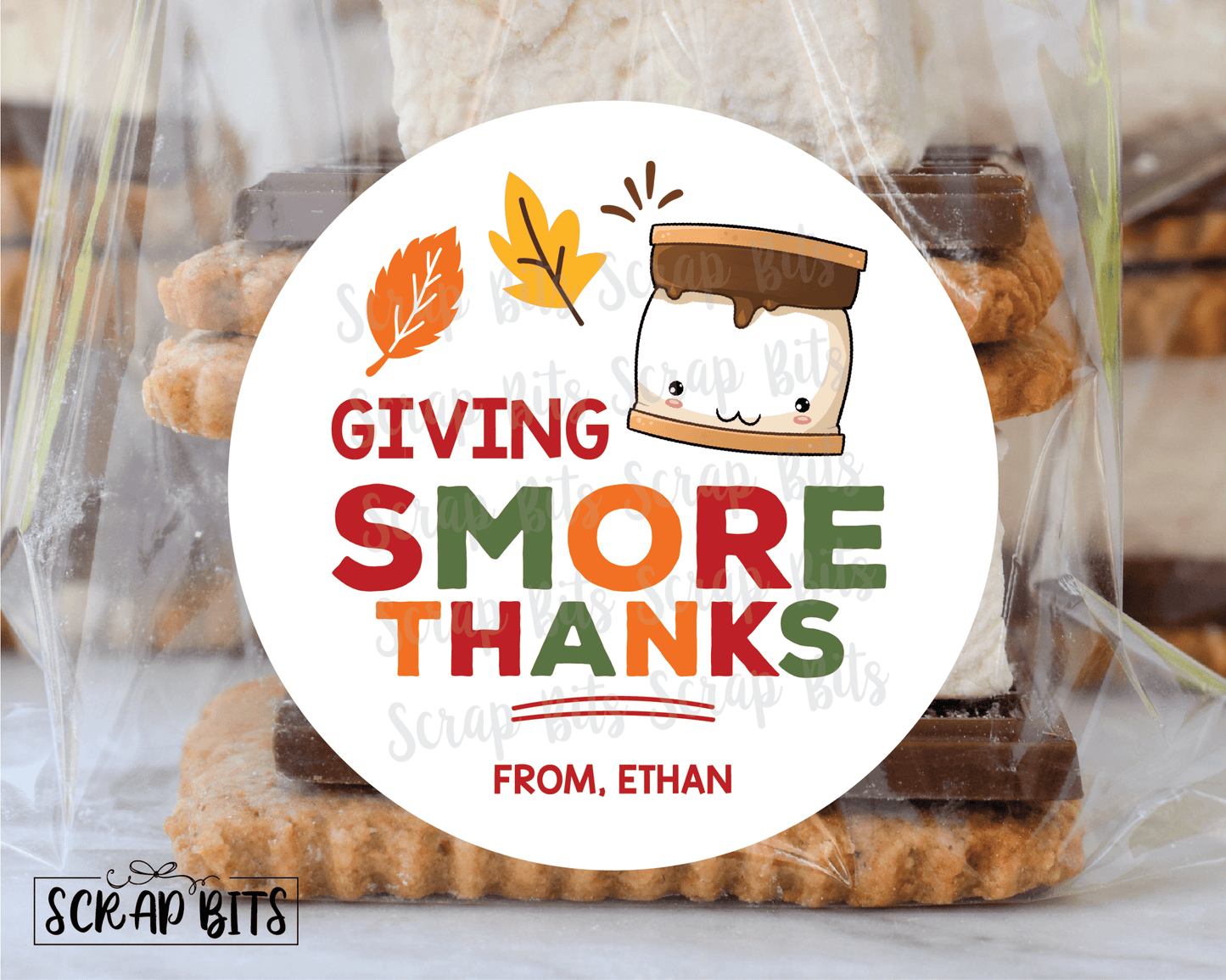 Smore Thanks Stickers or Tags - Scrap Bits