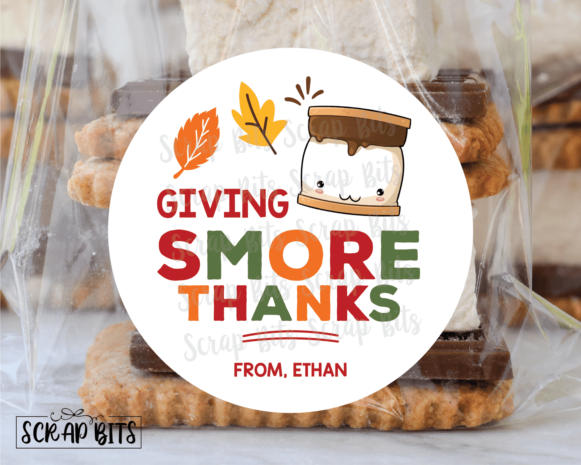 Smore Thanks Stickers or Tags - Scrap Bits