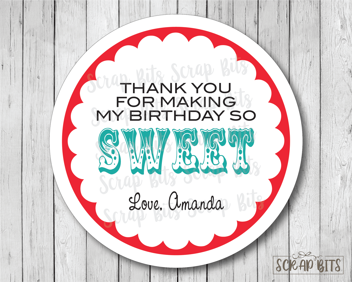 So Sweet Birthday Party Favor Stickers or Tags - Scrap Bits