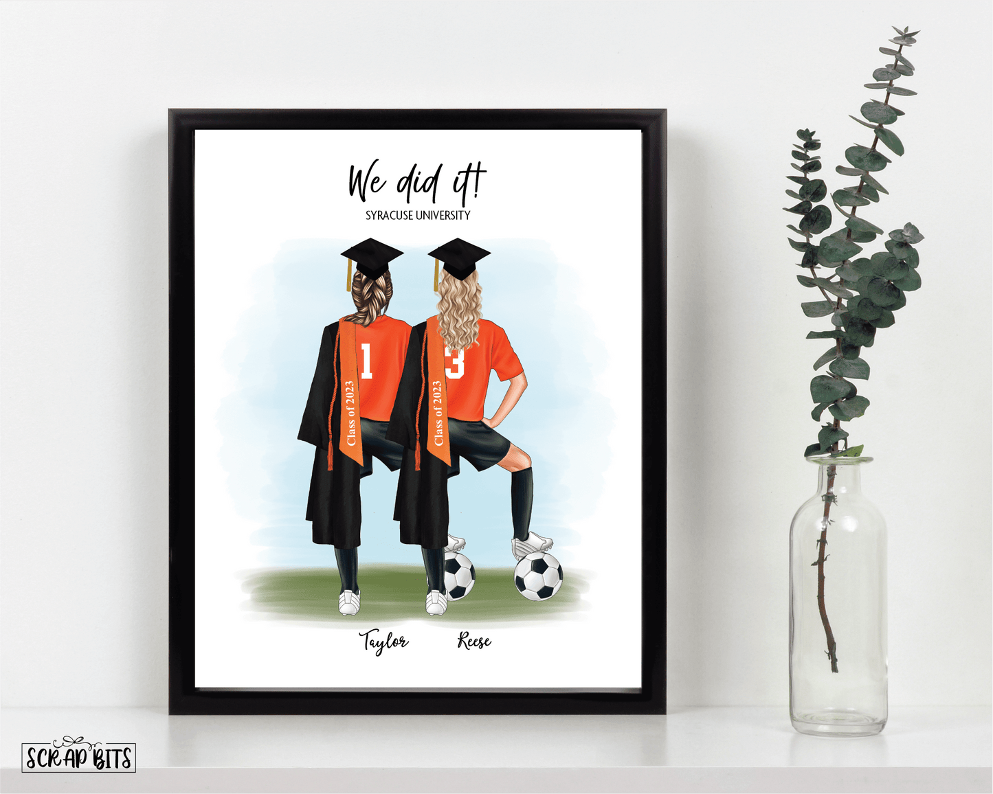 Soccer Team Graduation Print, Custom Soccer Graduation Gift, Soccer Friends . Personalized Digital Portrait Print - Scrap Bits