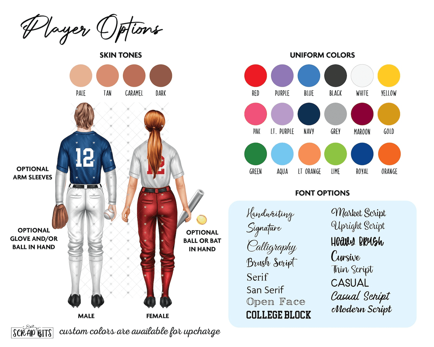 Softball Team Print, Custom Softball Team Gift . Personalized Digital Portrait Print - Scrap Bits