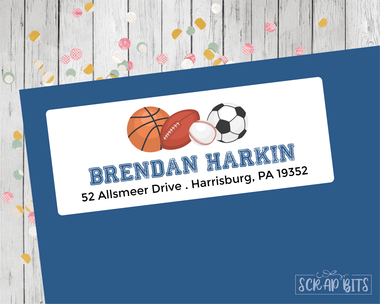 Sports Address Labels, Distressed . Personalized Return Address Labels - Scrap Bits