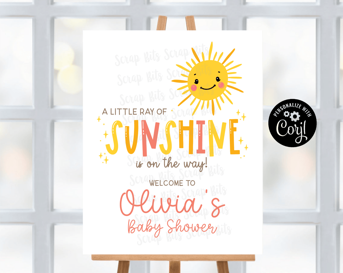 Sunshine Baby Shower Welcome Sign . Instant Download Editable Template - Scrap Bits