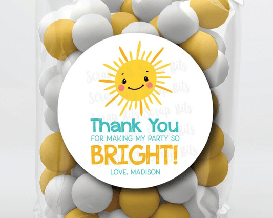 Sunshine Birthday Favor Stickers or Tags - Scrap Bits