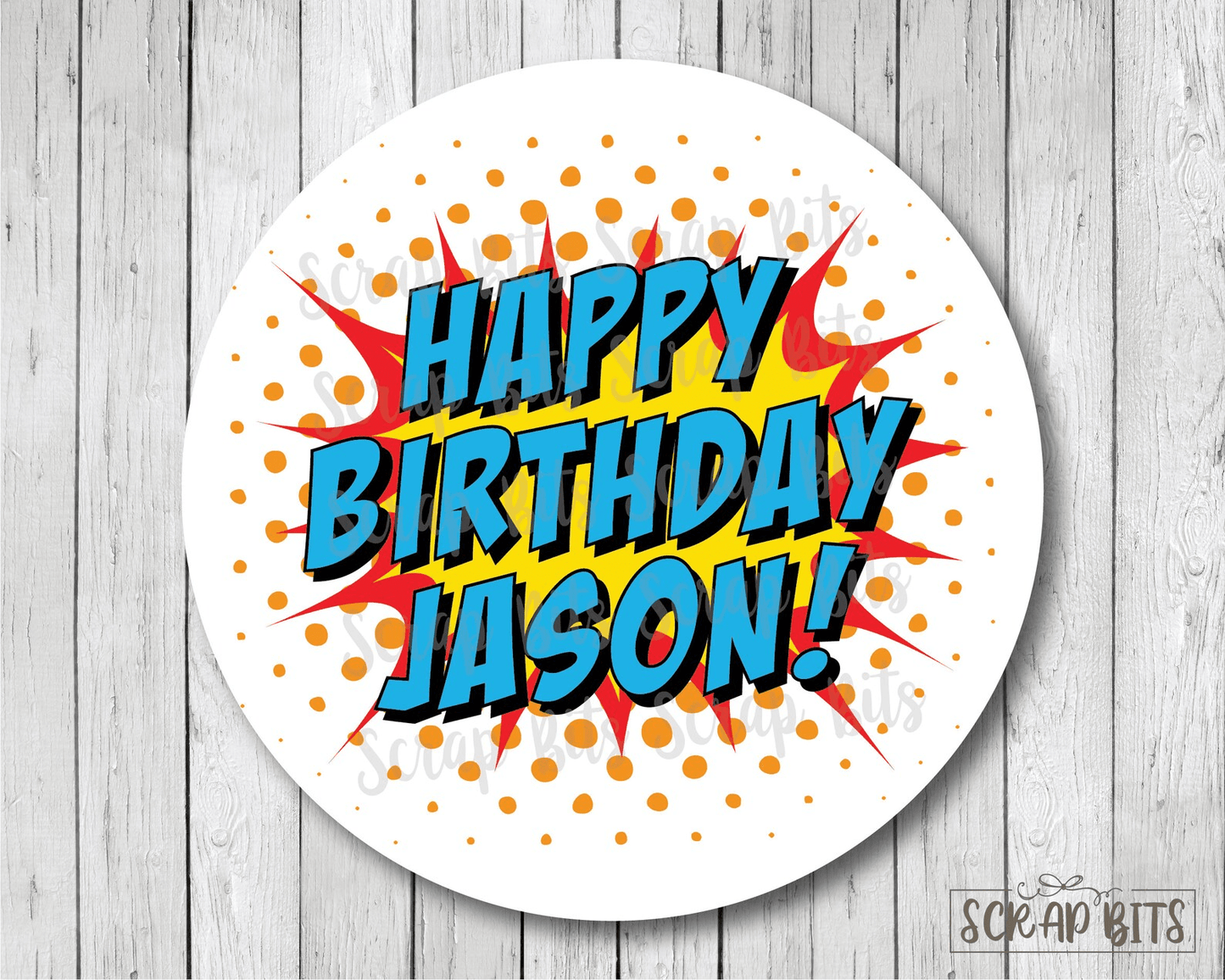 Super Hero Birthday Stickers, Personalized Super Hero Name Birthday Labels, Birthday Favor Stickers or Tags - Scrap Bits