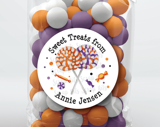 Swirly Lollipops Halloween Stickers or Tags - Scrap Bits