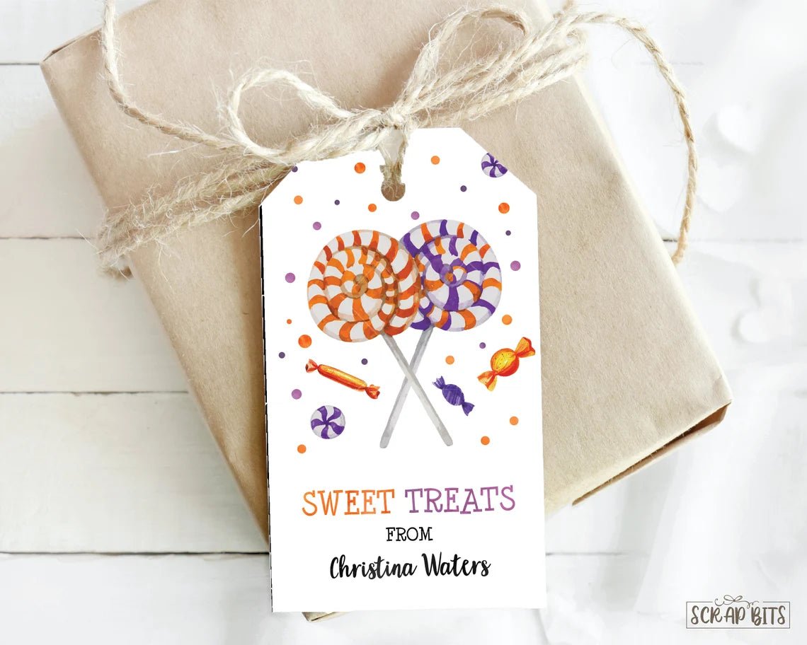 Swirly Lollipops Halloween Treat Bag Tags - Scrap Bits