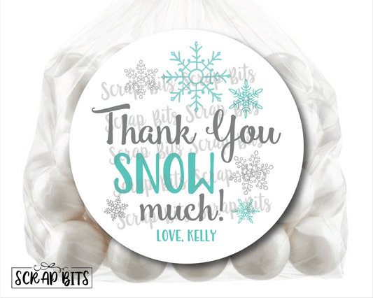 Thank You Snow Much Stickers or Tags . Snowflake Gift Labels - Scrap Bits