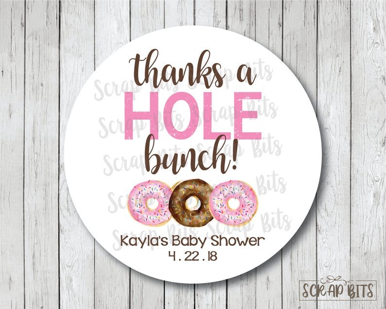 Thanks A Hole Bunch . Donut Baby Shower Stickers or Tags - Scrap Bits