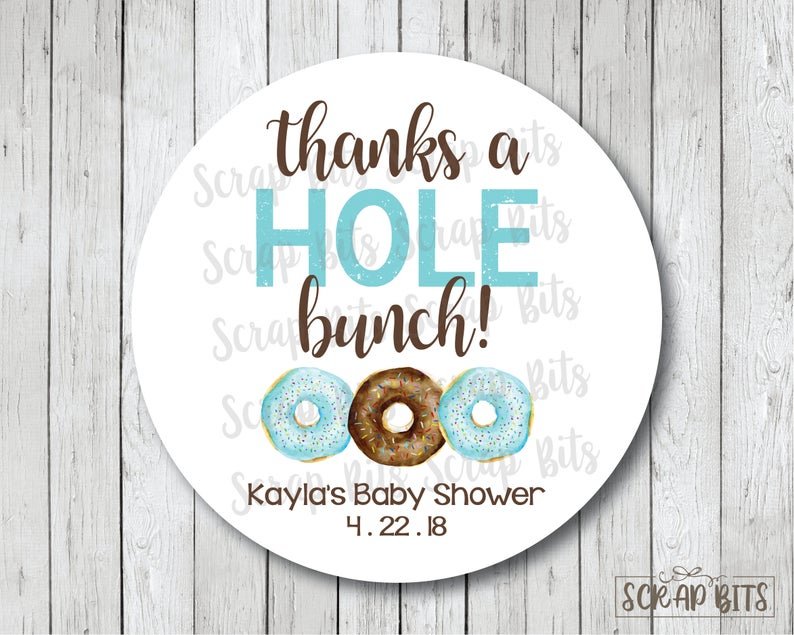 Thanks A Hole Bunch . Donut Baby Shower Stickers or Tags - Scrap Bits