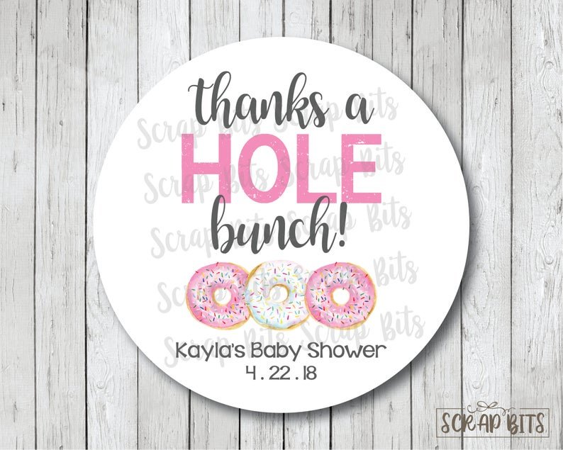 Thanks A Hole Bunch . Donut Baby Shower Stickers or Tags - Scrap Bits