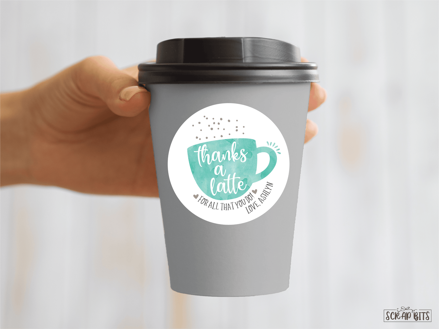 Thanks a Latte, Big Mug . Thank You Stickers - Scrap Bits