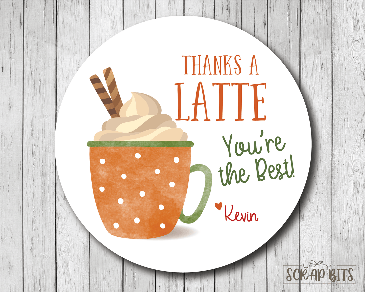 Thanks a Latte, Fall Latte Mug . Thank You Stickers or Tags - Scrap Bits
