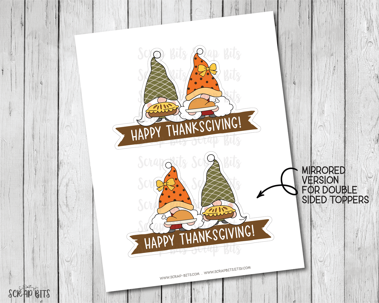Thanksgiving Gnomes Cake Topper, Printable Thanksgiving Cake Topper . Digital Instant Download - Scrap Bits