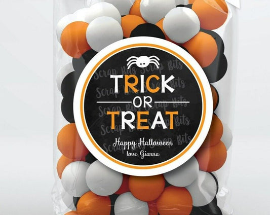 Trick or Treat . Halloween Stickers or Tags - Scrap Bits
