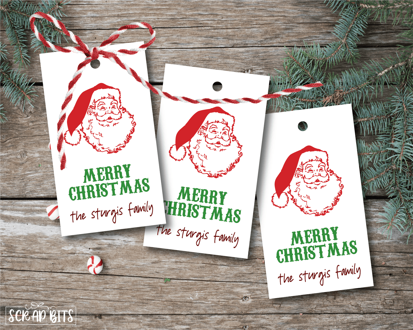 Vintage Santa Tags . Personalized Christmas Gift Tags - Scrap Bits