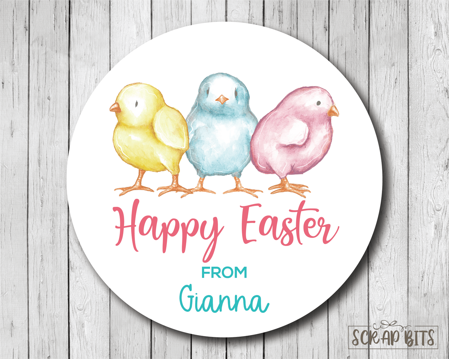 Watercolor Easter Chicks . Personalized Easter Gift Labels - Scrap Bits