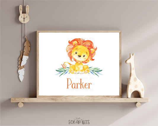Watercolor Lion Name Print - Scrap Bits