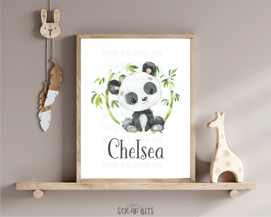 Watercolor Panda Name Print - Scrap Bits