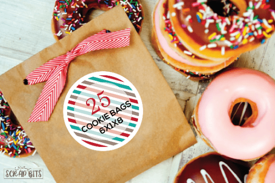 Wax Lined Cookie Bags, Kraft . Grease Resistant Donut Favor Bags, 6" x 1" x 8" - Scrap Bits