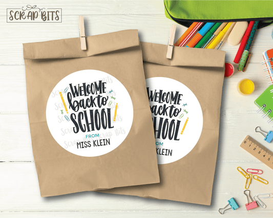 Welcome Back To School Stickers or Tags - Scrap Bits
