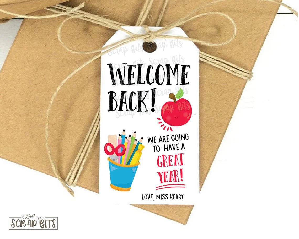 Welcome Back To School Tags, It's Going To Be A Great Year, Apple & Pencils - Scrap Bits