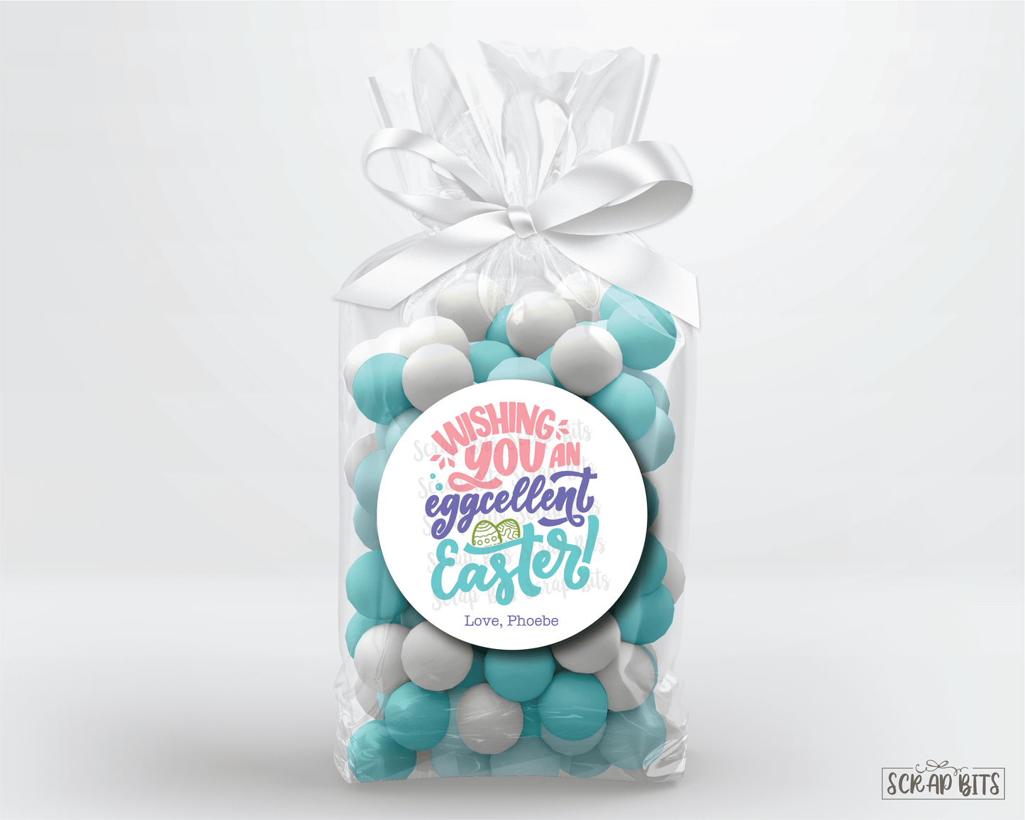 Wishing You An EGGcelent Easter, Bold Cursive . Personalized Easter Gift Labels - Scrap Bits