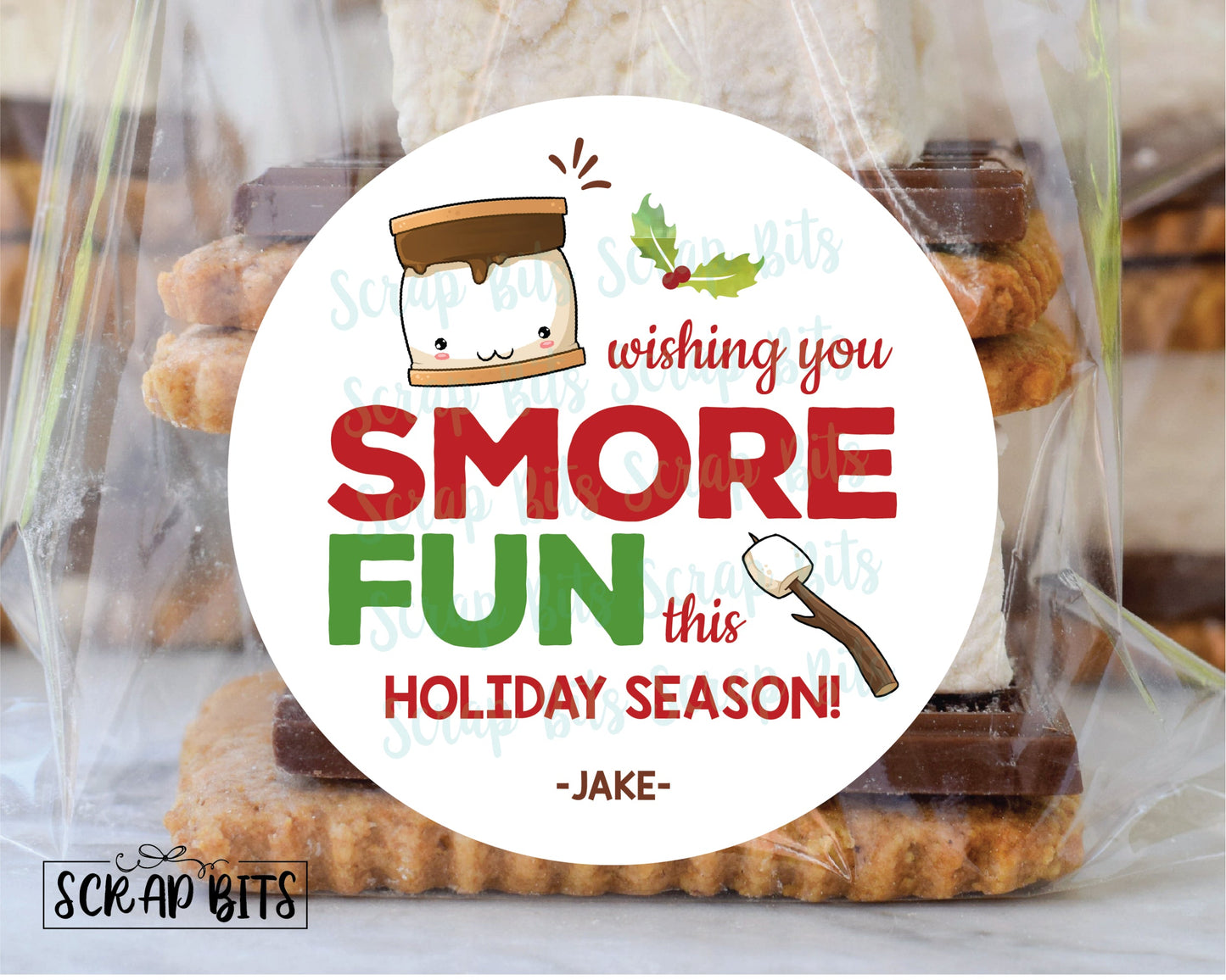 Wishing You Smore Fun This Holiday Season Stickers or Tags . Christmas Gift Labels - Scrap Bits