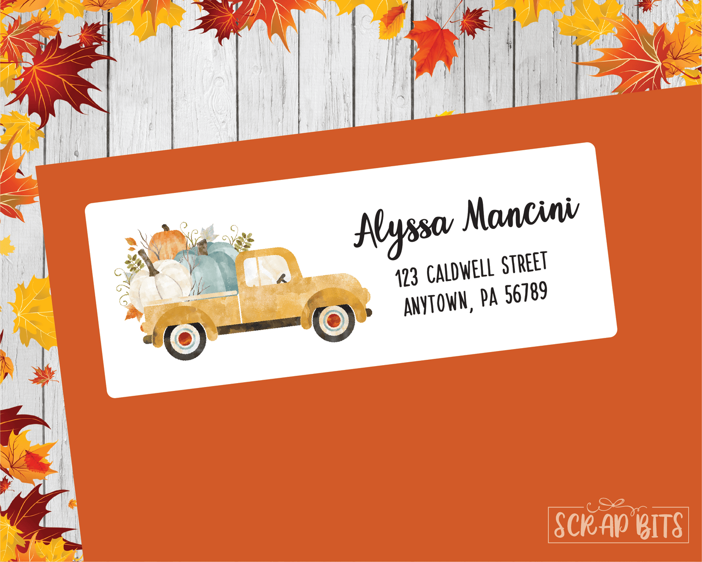 Yellow Farm Truck Address Labels - Scrap Bits