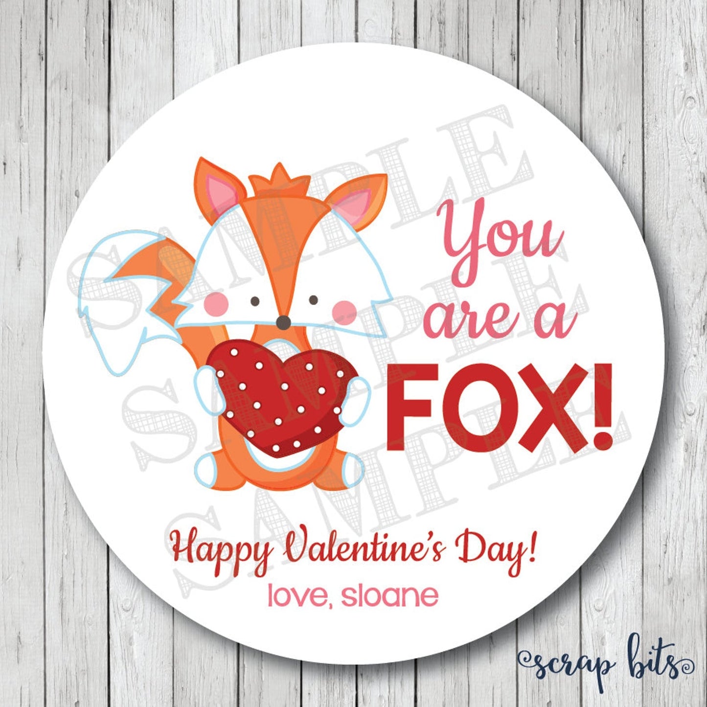 You are a Fox Valentines . Valentine's Day Stickers or Tags - Scrap Bits