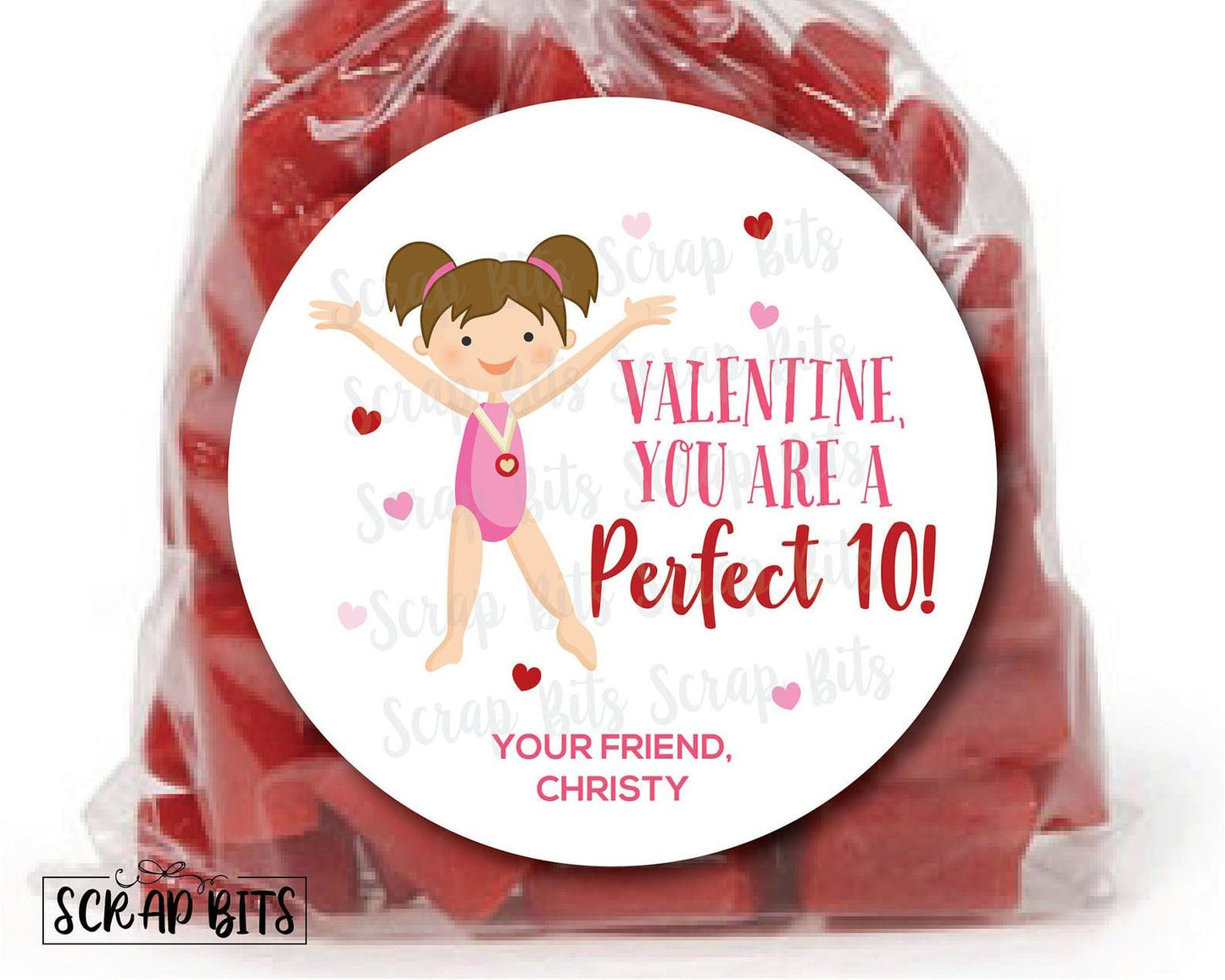 You Are A Perfect 10 Gymnast Valentines . Valentine's Day Stickers or Tags - Scrap Bits