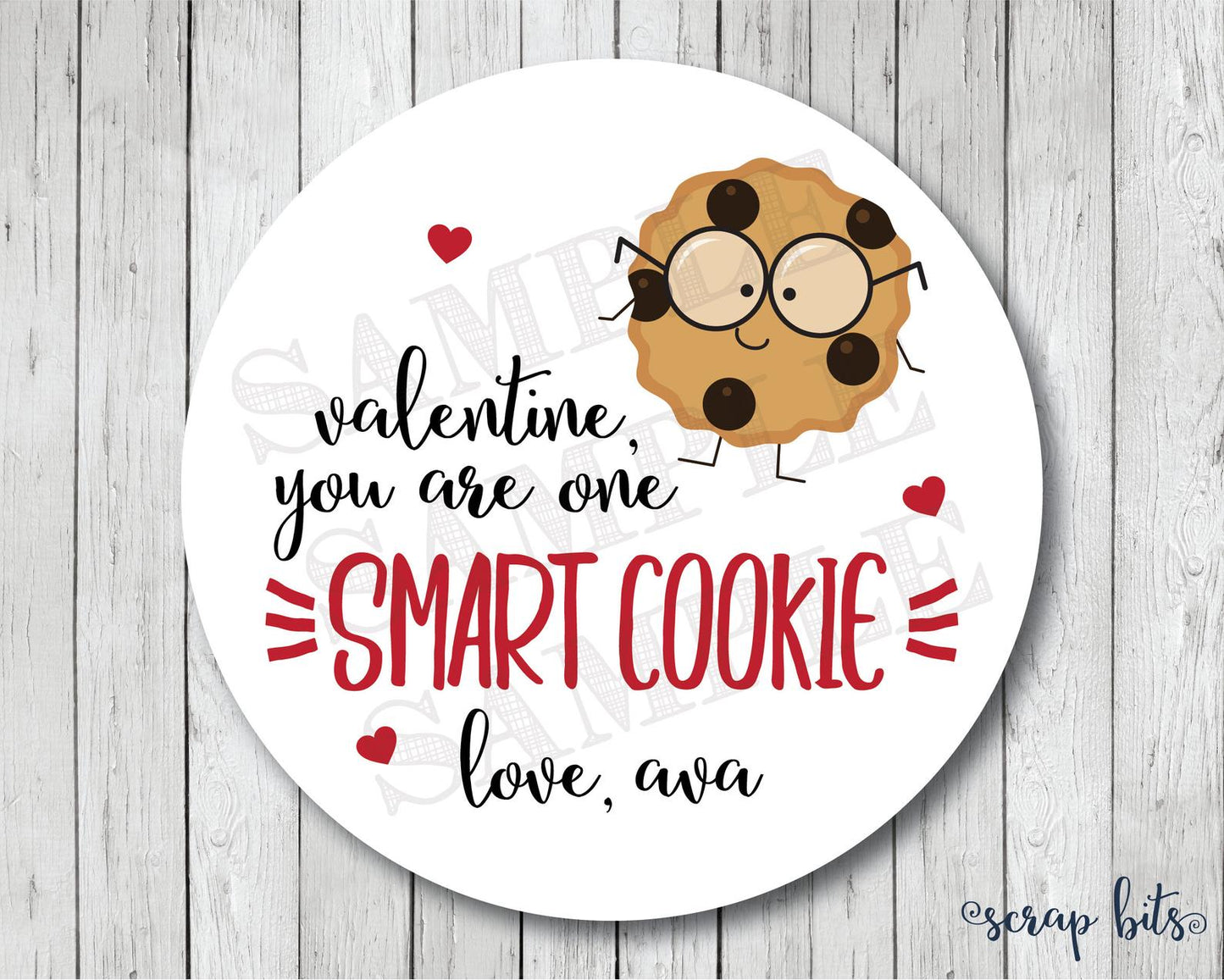 You Are One Smart Cookie Valentine . Valentine's Day Stickers or Tags - Scrap Bits