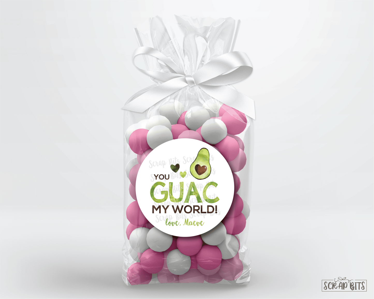 You GUAC My World Avocado Valentines . Valentine's Day Stickers or Tags - Scrap Bits