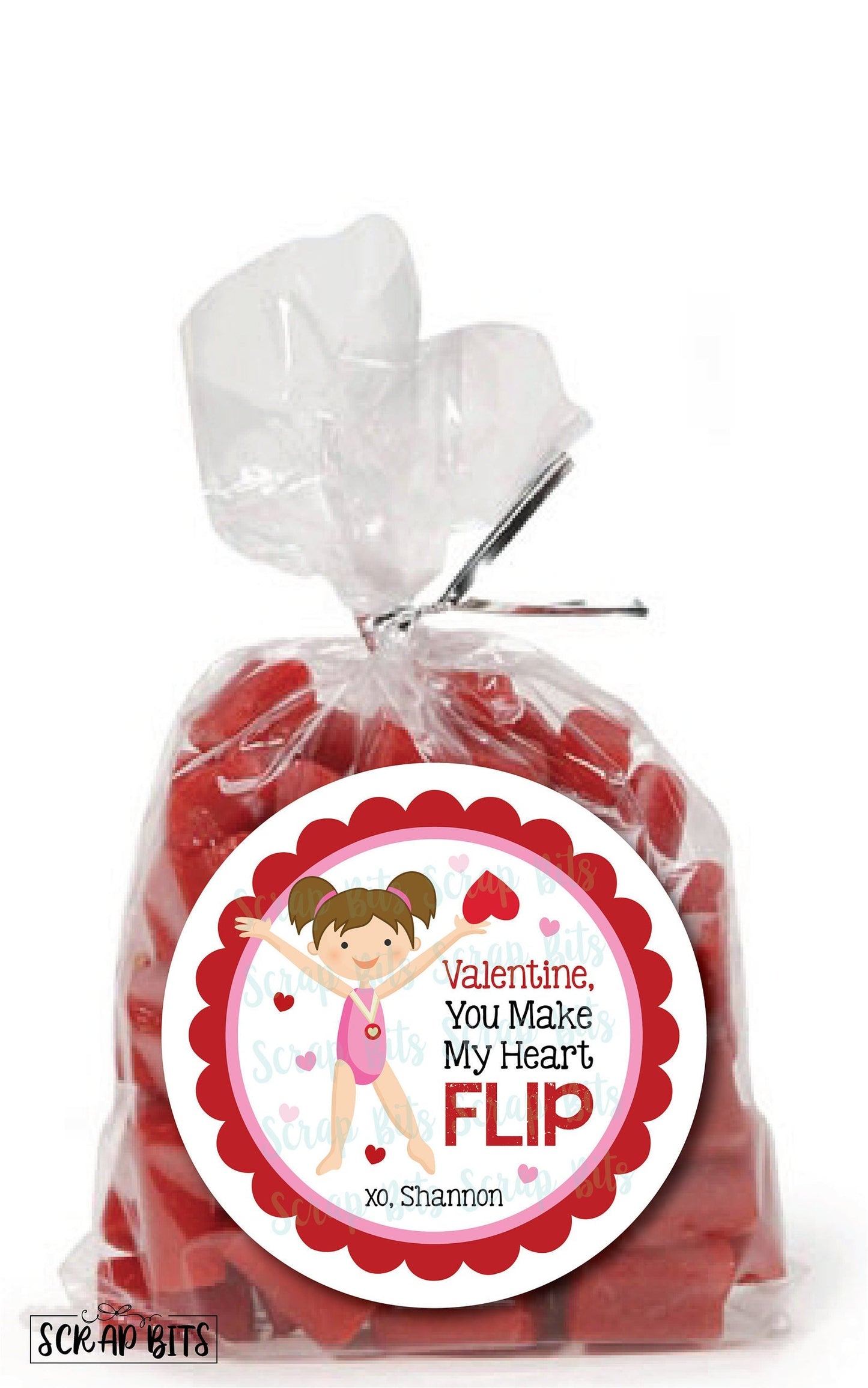 You Make My Heart Flip Gymnast Valentines . Valentine's Day Stickers or Tags - Scrap Bits