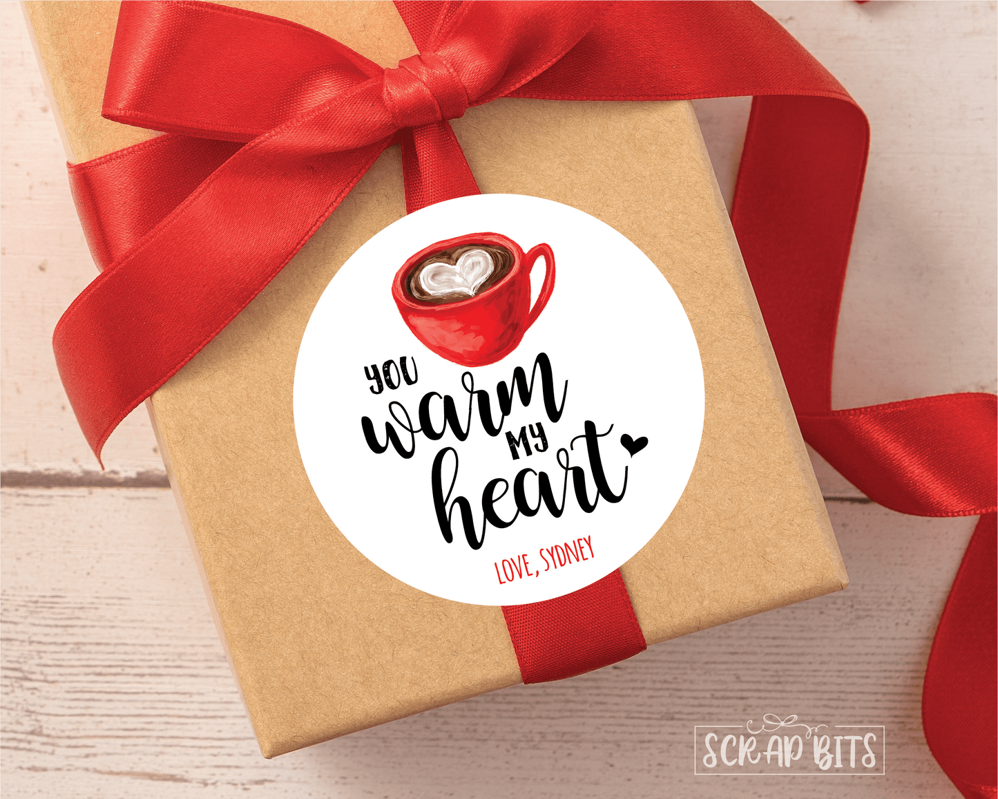 You Warm My Heart Valentines . Valentine's Day Stickers or Tags - Scrap Bits