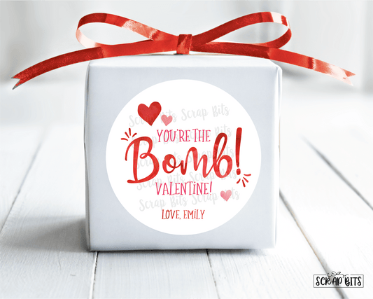 You're The Bomb . Bath Bomb Valentine's Day Stickers or Tags - Scrap Bits