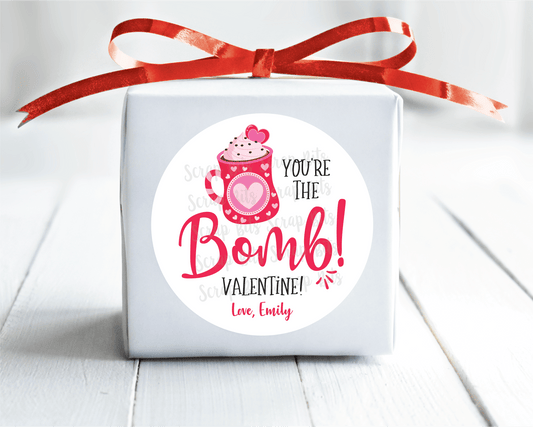 You're The Bomb . Hot Cocoa Bomb Valentine's Day Stickers or Tags - Scrap Bits