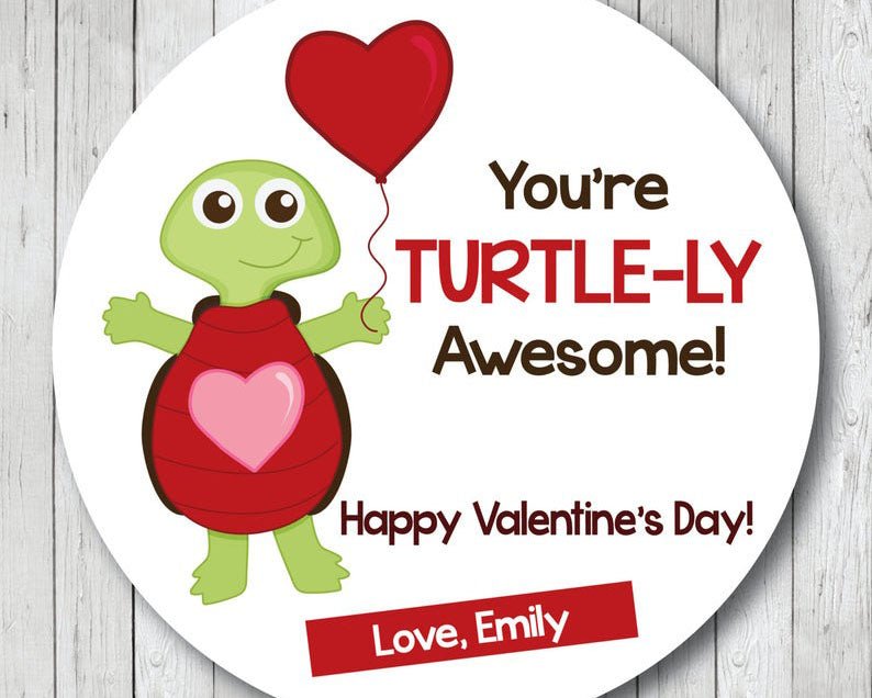 You're Totally Awesome Turtle Valentines . Valentine's Day Stickers – Scrap  Bits