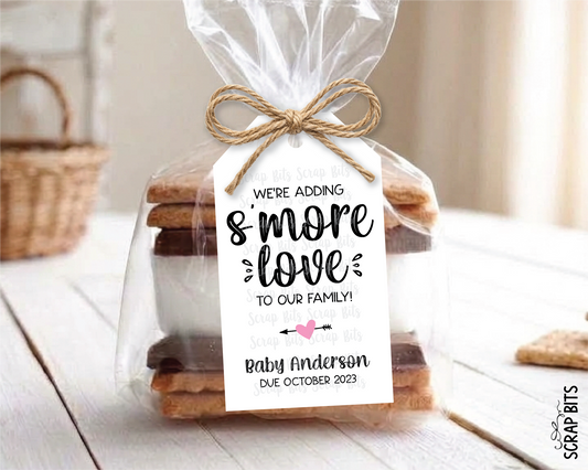 S'mores Baby Shower Tags, Adding Smore Love, Personalized Favor Labels