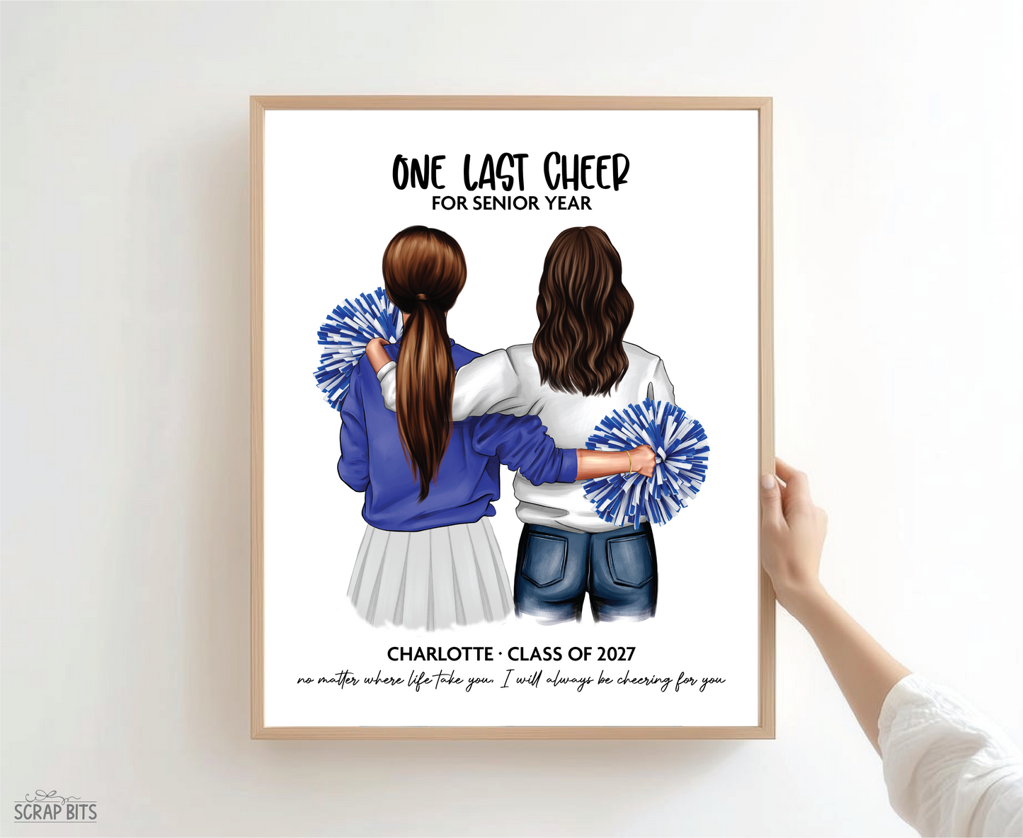 Senior Cheerleader Gift From Mom, One Last Cheer Portrait Print, Custom Digital Drawing